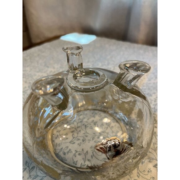 Viking Glass 3 Footed Flowerlite Silver City Poppy Overlay MCM Glass Frog - Picture 8 of 16